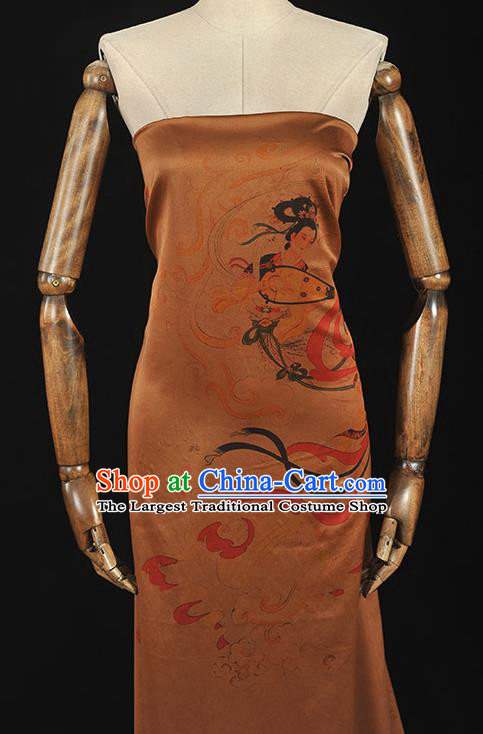 China Classical Gambiered Guangdong Gauze Cheongsam Cloth Traditional Lute Goddess Pattern Silk Fabric