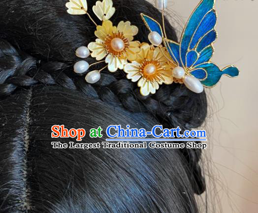 Ancient China Princess Shell Plum Hairpin Handmade Hair Accessories Traditional Hanfu Ming Dynasty Pearls Hair Claw