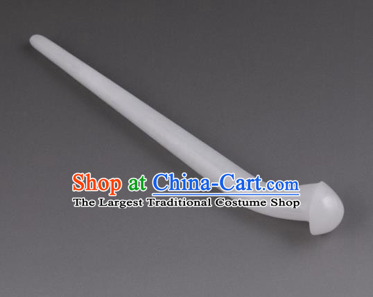 China Ancient Princess White Jade Mushroom Hairpin Handmade Hair Accessories Traditional Song Dynasty Hair Stick