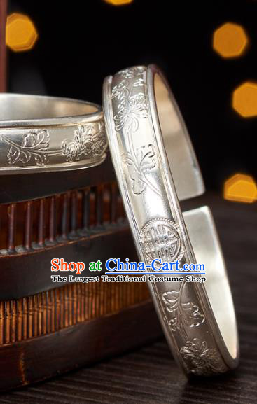 China Handmade Carving Silver Jewelry Accessories Wedding Bracelet