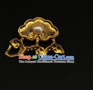 China Ancient Ming Dynasty Carving Golden Hairpin Handmade Hair Accessories Traditional Hanfu Hair Stick