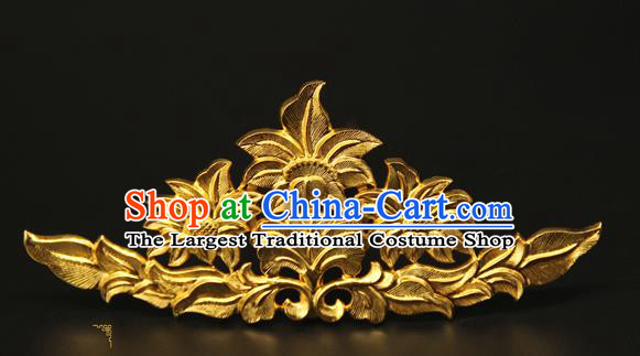 China Handmade Hair Accessories Ancient Tang Dynasty Empress Hairpin Traditional Court Golden Hair Crown