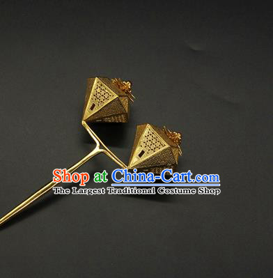 China Traditional Handmade Golden Garret Hairpin Ancient Tang Dynasty Court Hair Accessories Hair Stick