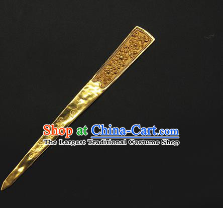 China Traditional Handmade Hairpin Golden Hair Stick Ancient Song Dynasty Court Hair Accessories