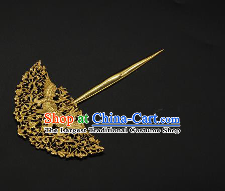 China Ancient Court Hair Accessories Song Dynasty Golden Phoenix Hair Stick Traditional Handmade Hairpin