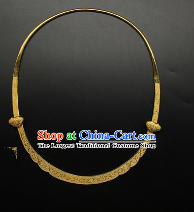 China Ancient Palace Lady Necklace Jewelry Handmade Ming Dynasty Princess Golden Necklet