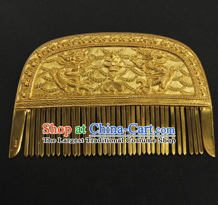 China Ancient Empress Hair Accessories Handmade Court Carving Hairpin Traditional Tang Dynasty Hair Comb