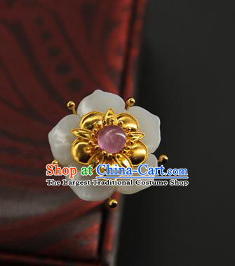 China Handmade Court Hairpin Ancient Empress Hair Accessories Traditional Ming Dynasty Jade Plum Hair Stick