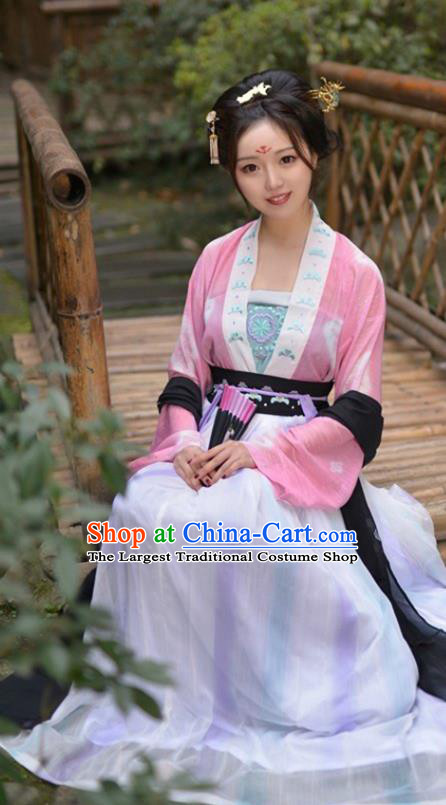 China Ancient Country Girl Historical Clothing Traditional Tang Dynasty Young Lady Hanfu Dress Garment