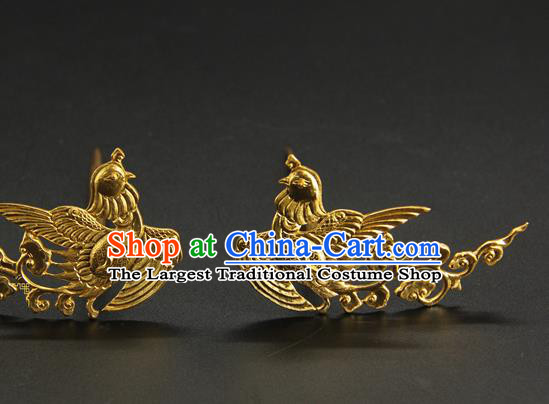 China Traditional Handmade Court Golden Hairpin Queen Hair Accessories Ancient Song Dynasty Hair Stick