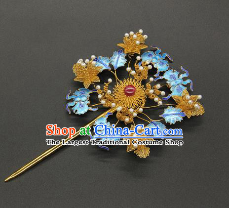 China Ancient Empress Cloisonne Bats Hairpin Traditional Qing Dynasty Palace Hair Accessories Handmade Court Hair Stick