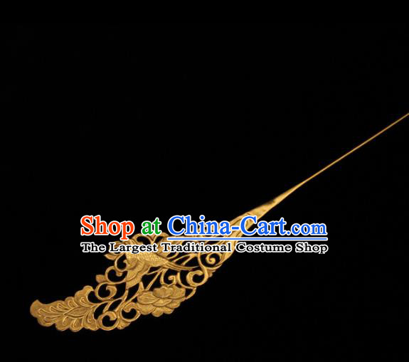 China Ancient Empress Hairpin Hanfu Golden Hair Stick Traditional Handmade Tang Dynasty Queen Hair Accessories