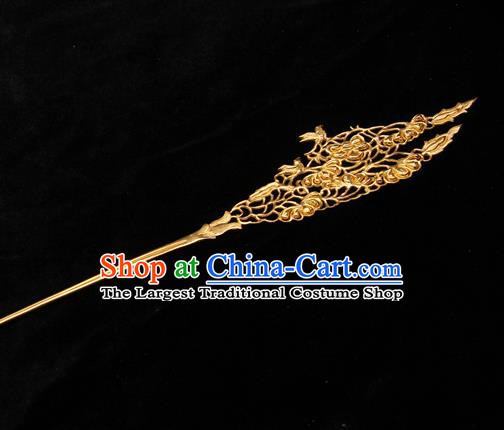 China Hanfu Golden Hair Stick Traditional Handmade Tang Dynasty Queen Hair Accessories Ancient Empress Hairpin