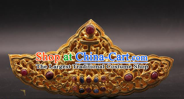 China Handmade Ming Dynasty Court Gems Hair Crown Traditional Wedding Hair Accessories Ancient Queen Golden Hairpin