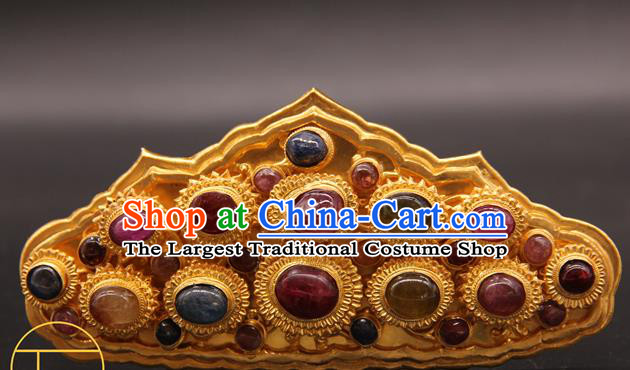 China Ancient Queen Gems Hair Crown Traditional Court Hair Accessories Handmade Ming Dynasty Empress Hairpin