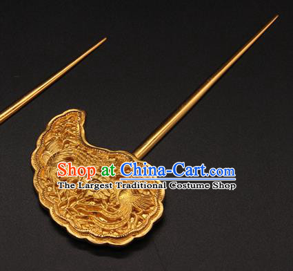 China Traditional Court Hair Accessories Handmade Ming Dynasty Empress Hairpin Ancient Queen Golden Hair Stick