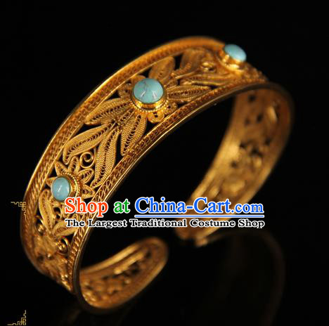 Handmade Chinese Traditional Jewelry Kallaite Bracelet Ancient Ming Dynasty Imperial Consort Accessories