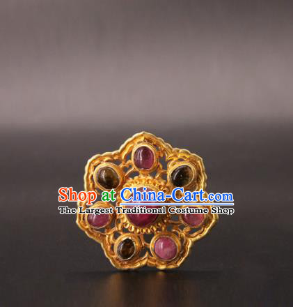 China Handmade Palace Hair Accessories Traditional Ming Dynasty Empress Gems Hairpin Ancient Hanfu Hair Stick