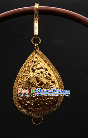 Handmade Chinese Traditional Ming Dynasty Necklace Accessories Ancient Imperial Consort Jewelry Golden Necklet Pendant