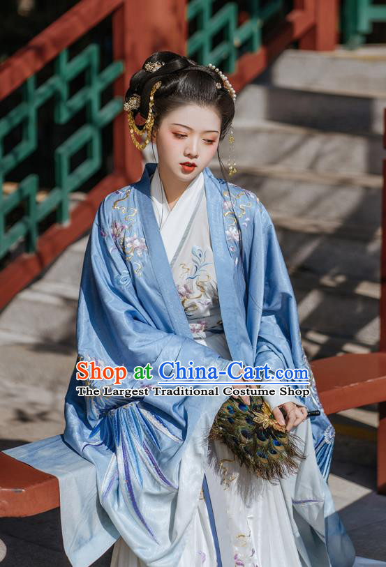 Ancient China Jin Dynasty Imperial Concubine Clothing Traditional Court Woman Embroidered Hanfu Dress