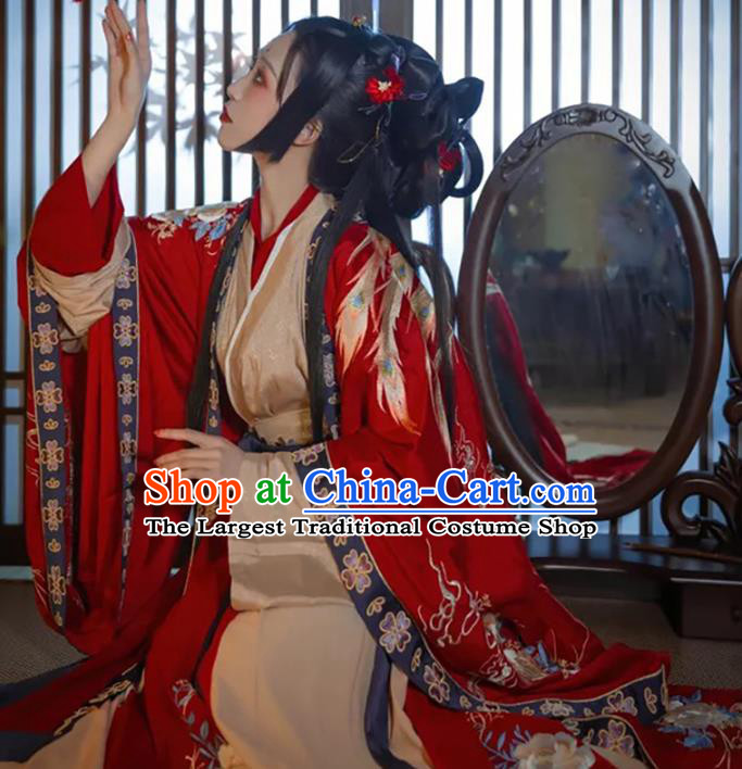 China Jin Dynasty Historical Clothing Traditional Wedding Embroidered Hanfu Dress Ancient Imperial Consort Costumes Full Set