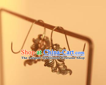 Handmade Traditional Court Empress Ear Jewelry Chinese Ancient Song Dynasty Golden Earrings Accessories