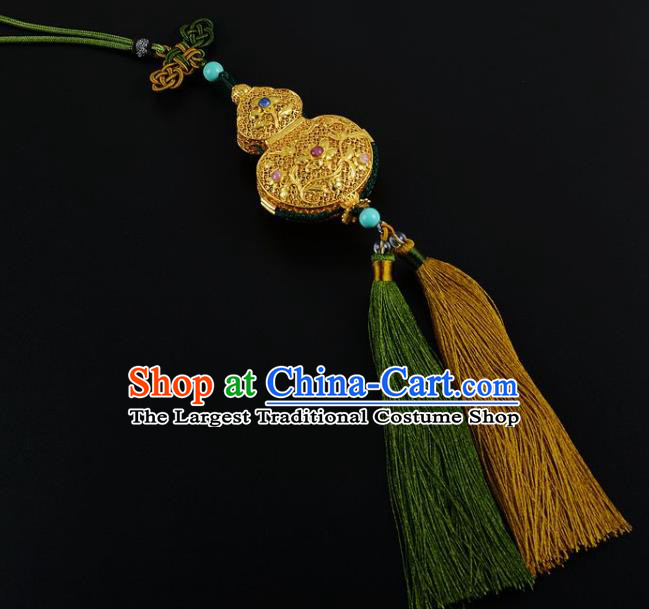 Chinese Traditional Hanfu Waist Accessories Ancient Swordsman Golden Gourd Sachet Pendant