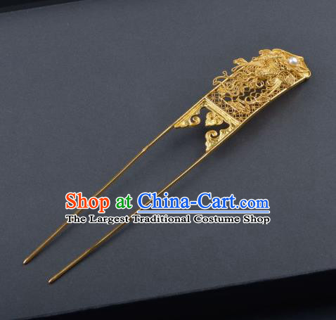 Traditional China Ancient Empress Filigree Phoenix Hairpin Qing Dynasty Hair Stick Handmade Palace Hair Ornament