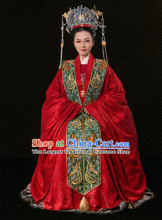 China Traditional Wedding Red Hanfu Dress Ancient Empress Costumes Ming Dynasty Royal Queen Historical Clothing