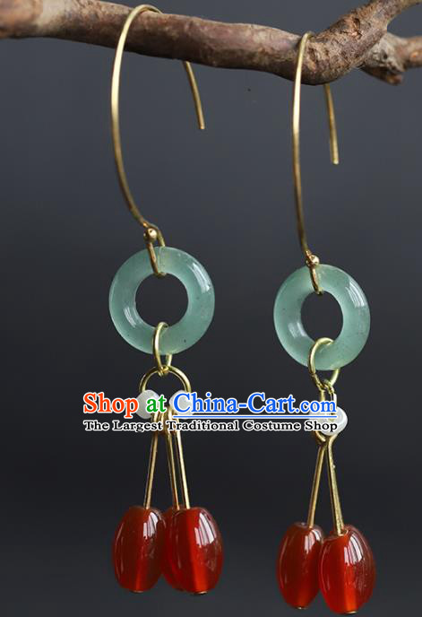 Handmade Chinese Traditional Wedding Agate Beads Ear Accessories Ancient Empress Jade Earrings