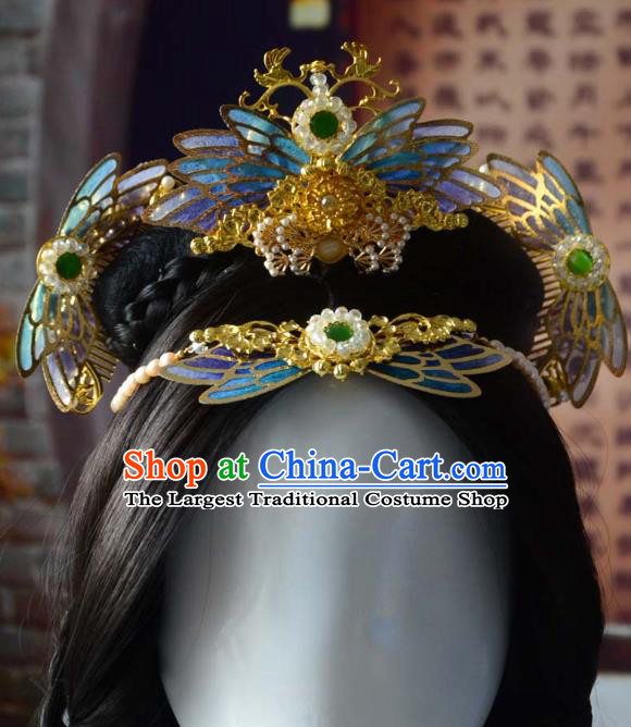 Traditional China Ancient Princess Hair Comb Wedding Hair Ornament Handmade Hairpins Full Set