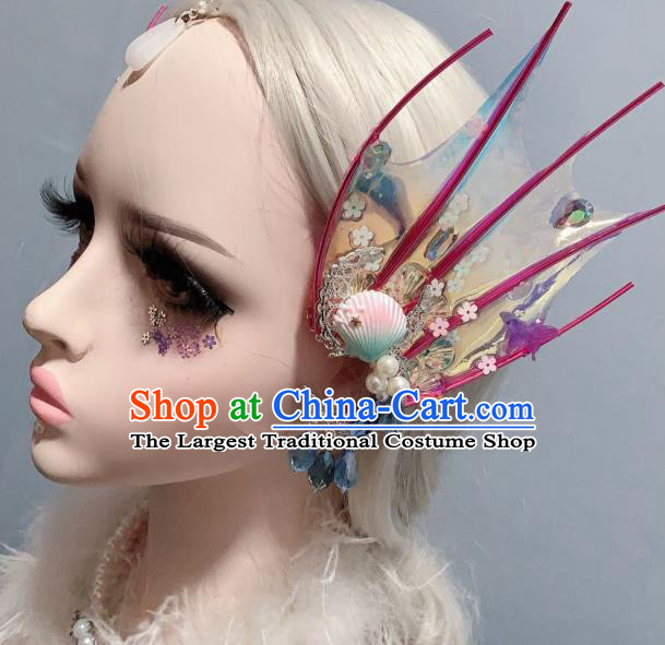 Top Handmade Halloween Cosplay Fairy Shell Hair Sticks Stage Show Hair Ornament Baroque Princess Hair Accessories