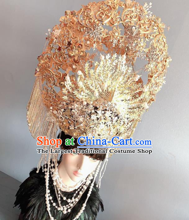 Handmade Chinese Ancient Bride Wedding Deluxe Phoenix Coronet Traditional Xiuhe Suit Hair Accessories