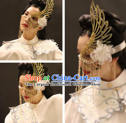 Top Halloween Fancy Ball Stage Performance Tassel Accessories Cosplay Princess Golden Wing Face Mask