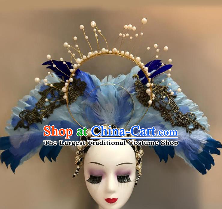 Handmade Halloween Feather Wings Hair Accessories Stage Show Headpiece Brazilian Carnival Cosplay Queen Headwear