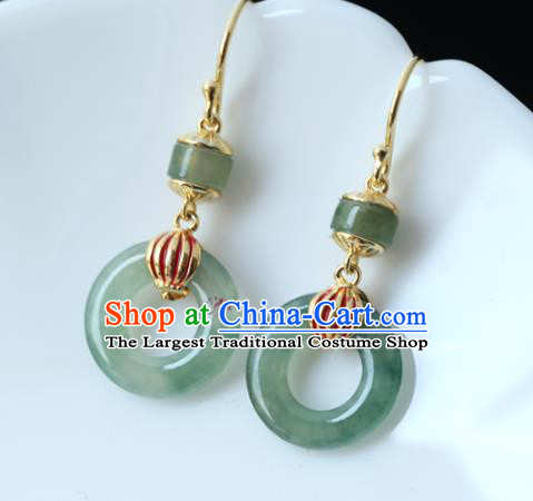 Handmade Chinese Jade Earrings Traditional Ear Jewelry Silver Accessories