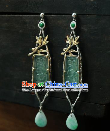 China National Cheongsam Earrings Traditional Wedding Jewelry Handmade Ear Accessories Jade Products