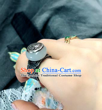 China National Jade Ring Traditional Handmade Silver Jewelry Accessories