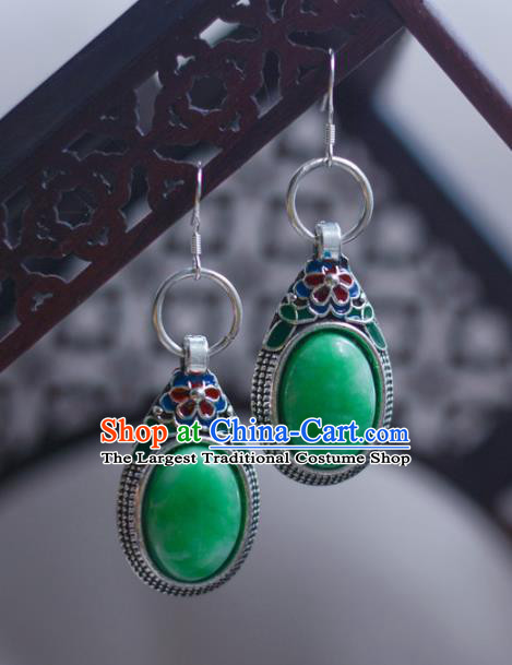 Chinese Classical Jadeite Earrings Traditional Jewelry Ornaments Handmade Cheongsam Ear Accessories