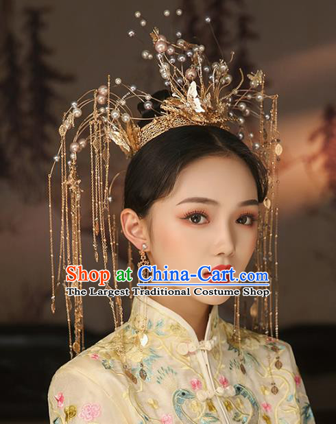 China Traditional Xiuhe Suit Hair Accessories Ancient Wedding Deluxe Phoenix Coronet