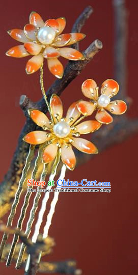 China Traditional Flowers Hair Comb Wedding Xiuhe Suit Hair Accessories Bride Pearls Hairpin Hair Stick