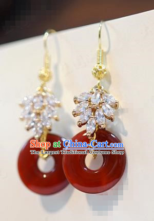 Top Grade Ancient Bride Agate Earrings China Traditional Hanfu Accessories Crystal Ear Jewelry