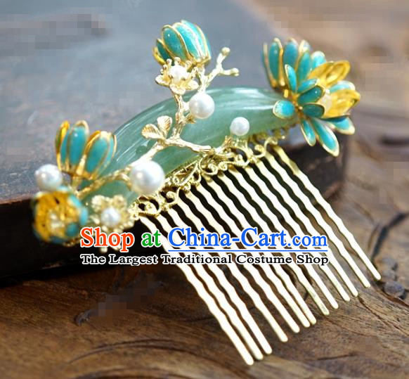 China Ancient Princess Convallaria Hair Comb Traditional Xiuhe Suit Hair Jewelry Accessories Court Jade Hair Stick