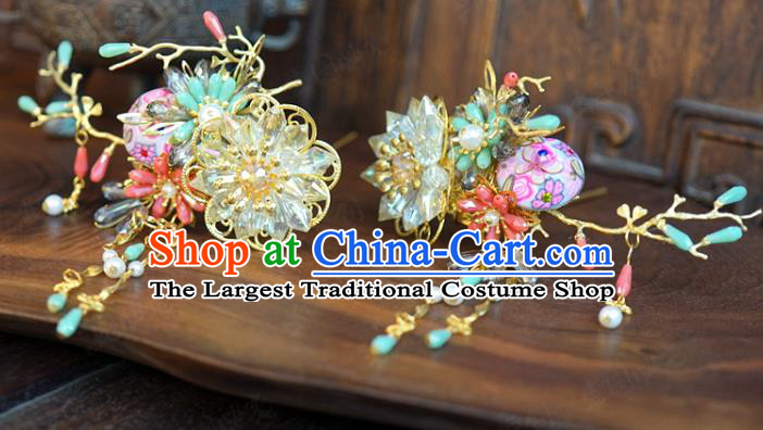 China Wedding Jewelry Adornment Traditional Xiuhe Suit Hair Accessories Ancient Bride Hairpins