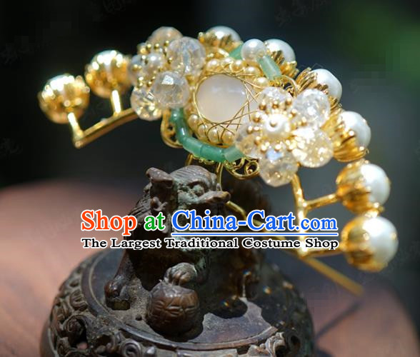 China Wedding Little Hair Crown Traditional Xiuhe Suit Hair Accessories Ancient Chalcedony Hair Stick Jewelry