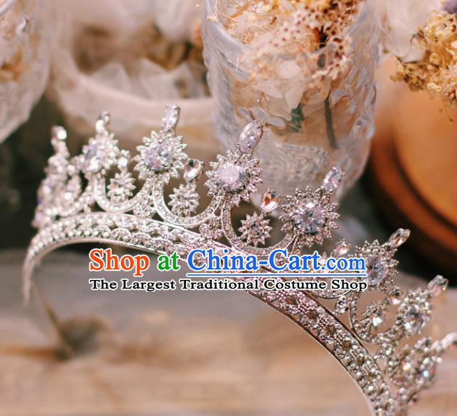 European Court Hair Accessories Wedding Bride Hair Clasp Handmade Baroque Argent Crystal Royal Crown