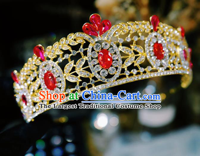 Handmade European Wedding Golden Royal Crown Baroque Bride Hair Accessories Headwear