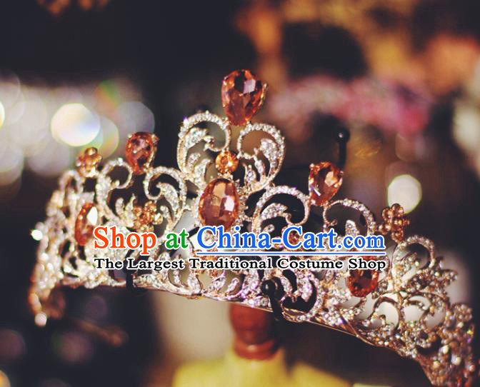 European Princess Birthday Hair Clasp Handmade Baroque Bride Royal Crown Wedding Hair Accessories