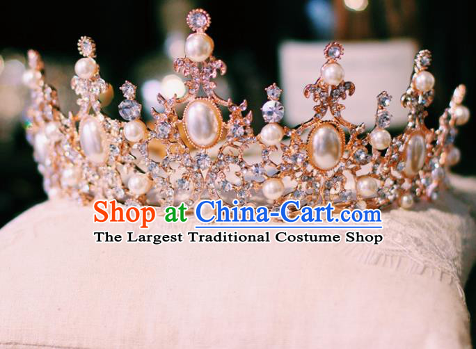 European Court Princess Hair Clasp Wedding Crystal Hair Accessories Handmade Baroque Bride Royal Crown