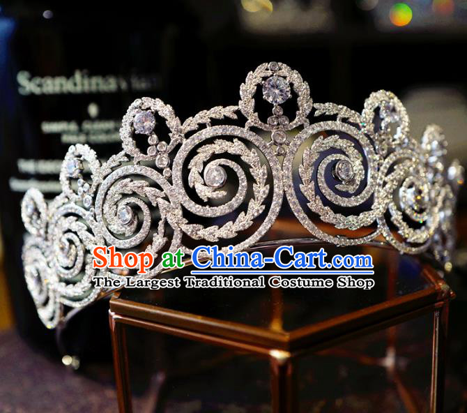 Baroque Zircon Royal Crown European Princess Headwear Handmade Wedding Luxury Jewelry Accessories